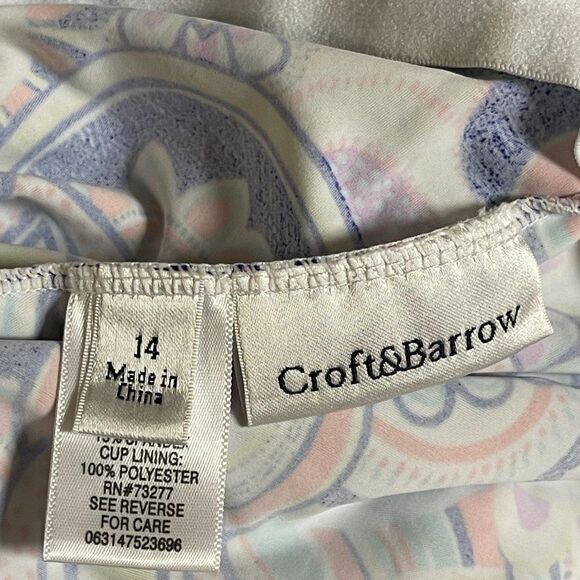 Croft & Barrow Halter Tankini Top Floral Cinch 14 Plus Size Curvy - Picture 7 of 9